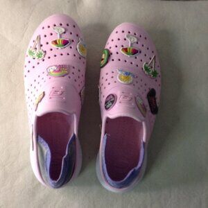Skechers Foamies; "4", ventilated, Pink w/Charms, Water Friendly, Cute, Vacation